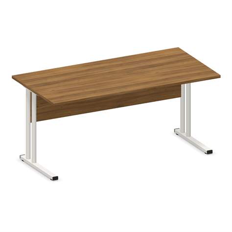 Büro-Schreibtisch, C-Fuß Gestell, weiß, Farbe Nussbaum, B x T: 1600 x 800 mm - Nowy Styl Group