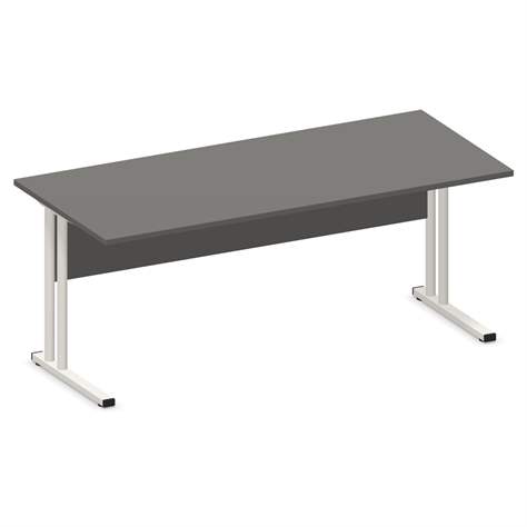 Stůl kancelářský, rovný, podnoží ve tvaru 'C', bílé, barva tmavě šedá, š x h: 1800 x 800 mm - Nowy Styl Group