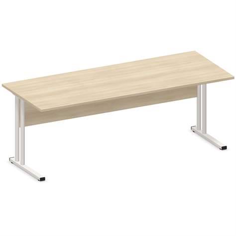 Masă de birou, drepte, picioare în formă de „C“, alb, culoare salcâmul, L x l: 2000 x 800 mm - Nowy Styl Group