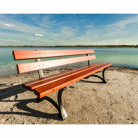 Parkbank Berlin, Gussgestell mit Massivholzleisten Farbton Mahagoni, Länge 1,7 m - Bild2