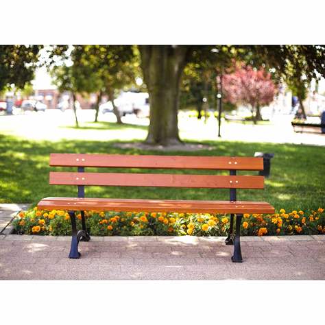 Parkbank Berlin, Gussgestell mit Massivholzleisten Farbton Mahagoni, Länge 1,7 m - Bild5