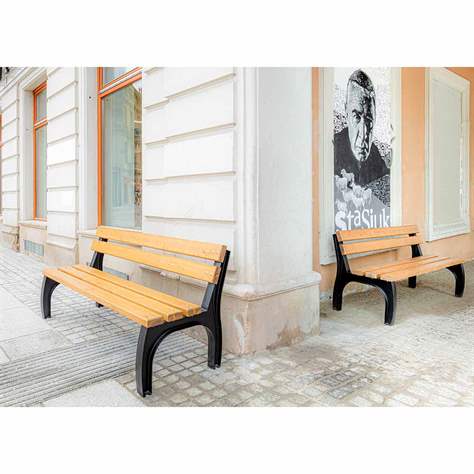 Parkbank Bonn, Gussgestell mit Massivholzleisten Farbton Teak, Länge 1,7 m - Bild4