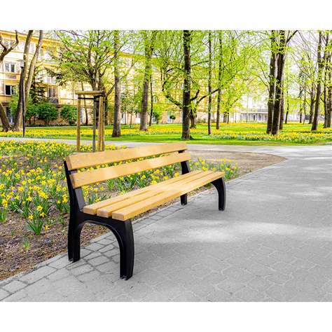 Parkbank Bonn, Gussgestell mit Massivholzleisten Farbton Teak, Länge 1,7 m - Bild5