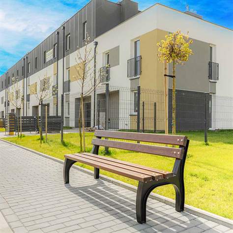 Parkbank Bonn, Gussgestell mit Massivholzleisten Farbton Mahagoni, Länge 1,7 m - Bild5