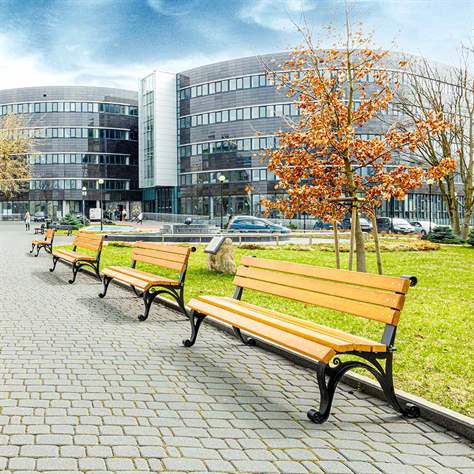 Parkbank Milano, Gussgestell mit Massivholzleisten Farbton Palisander, Länge 1,7 m - Bild3