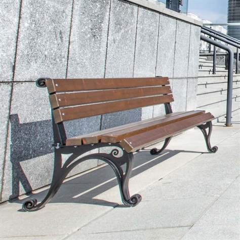 Parkbank Milano, Gussgestell mit Massivholzleisten Farbton Palisander, Länge 1,7 m - Bild6