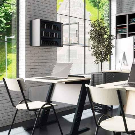 Dulap pentru telefoane mobil cu inserție din spumă, 30 compartimente, ÎxLxA: 400x450x250 mm, culoare alb RAL9010 - Malow - imagine2