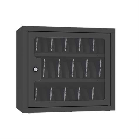 Dulap pentru telefoane mobil cu inserție din spumă, 30 compartimente, ÎxLxA: 400x450x250 mm, culoare antracit RAL7016 - Malow