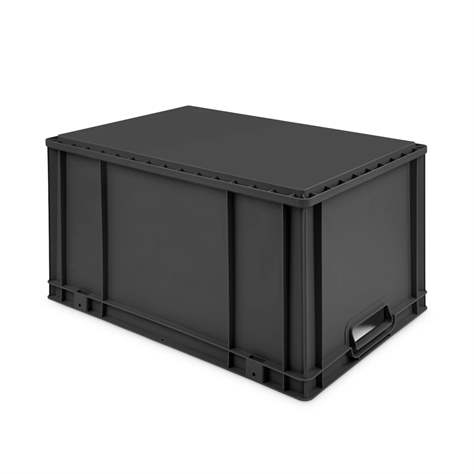 Euro přepravka CYCLE se sklopným víkem, 400x300x120 mm, barva antracit-žlutá - obrázek3