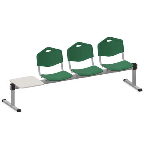 Bancă ISO ansamblu în linie 2 scaune cu o masuță, lungime 2345 mm, șezut din plastic, culoare verde, cadru culoare argintie - Nowy Styl Group