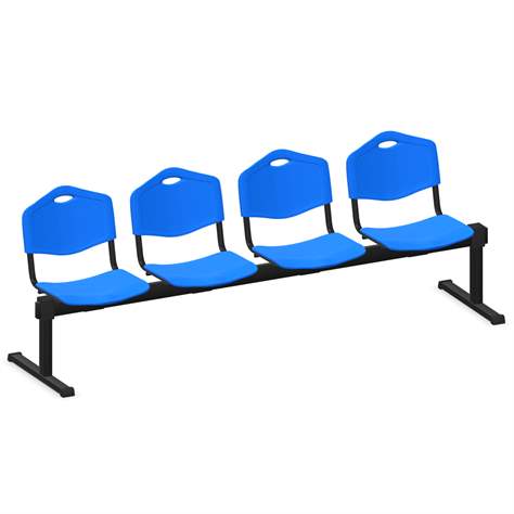 Sitzbank ISO 4 Sitze, Länge 2345 mm, Kunststoffsitz, Farbe blau, Gestell schwarz - Nowy Styl Group