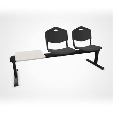 Sitzbank ISO 2 Sitze mit Ablagestisch, Länge 1780 mm, Kunststoffsitz, Farbe anthracit, Gestell schwarz - Nowy Styl Group