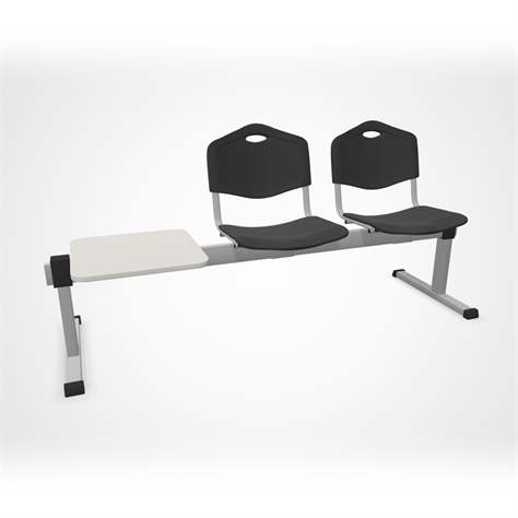 Sitzbank ISO 2 Sitze mit Ablagestisch, Länge 1780 mm, Kunststoffsitz, Farbe anthracit, Gestell Aluminium-Farbe - Nowy Styl Group