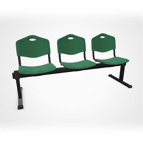 Sitzbank ISO 3 Sitze, Länge 1780 mm, Kunststoffsitz, Farbe grün, Gestell schwarz - Nowy Styl Group