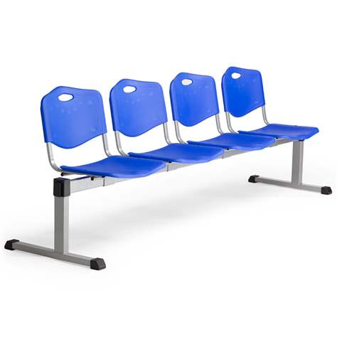 Sitzbank ISO 2 Sitze, Länge 1215 mm, Kunststoffsitz, Farbe blau, Gestell schwarz - Nowy Styl Group - Bild2