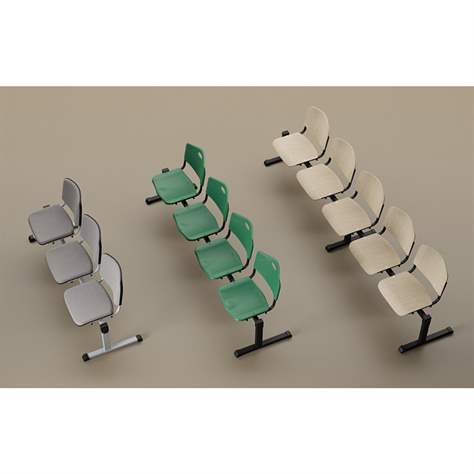 Sitzbank ISO 2 Sitze, Länge 1215 mm, Kunststoffsitz, Farbe blau, Gestell schwarz - Nowy Styl Group - Bild3