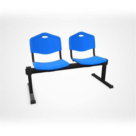 Sitzbank ISO 2 Sitze, Länge 1215 mm, Kunststoffsitz, Farbe blau, Gestell schwarz - Nowy Styl Group