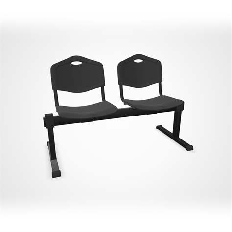 Sitzbank ISO 2 Sitze, Länge 1215 mm, Kunststoffsitz, Farbe anthracit, Gestell schwarz - Nowy Styl Group