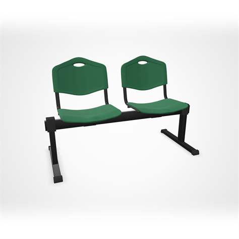 Sitzbank ISO 2 Sitze, Länge 1215 mm, Kunststoffsitz, Farbe grün, Gestell schwarz - Nowy Styl Group