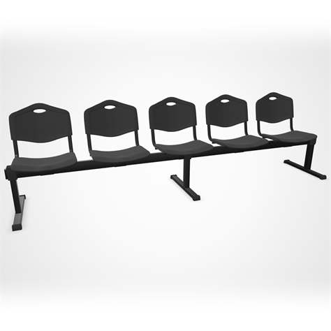 Lavice ISO päťsedák, dľžka 2910 mm, sedák plastový antracitový, podnožie čierne - Nowy Styl Group