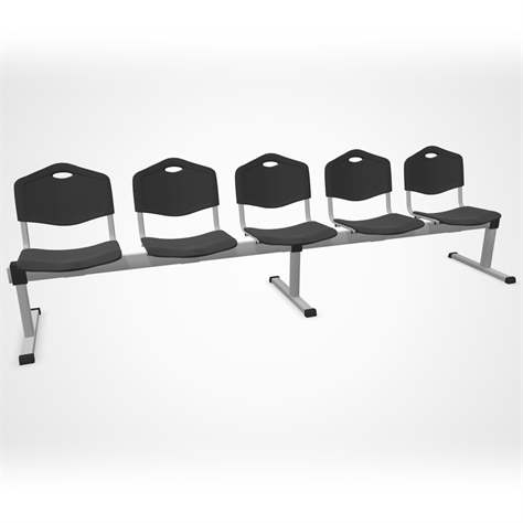 Sitzbank ISO 5 Sitze, Länge 2910 mm, Kunststoffsitz, Farbe anthracit, Gestell Aluminium-Farbe - Nowy Styl Group