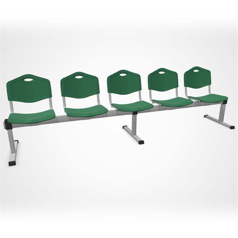 Sitzbank ISO 5 Sitze, Länge 2910 mm, Kunststoffsitz, Farbe grün, Gestell Aluminium-Farbe - Nowy Styl Group
