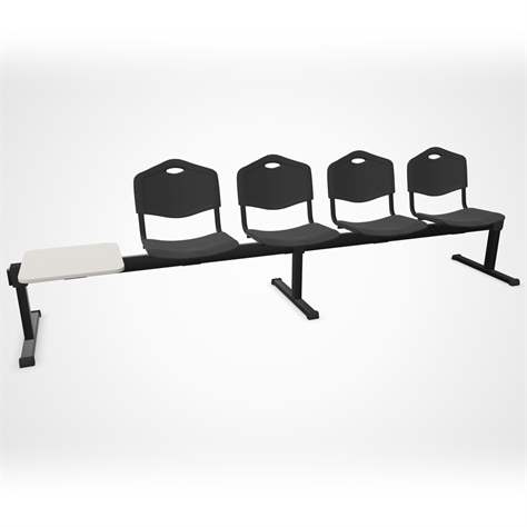 Sitzbank ISO 4 Sitze mit Ablagestisch, Länge 2910 mm, Kunststoffsitz, Farbe anthracit, Gestell schwarz - Nowy Styl Group