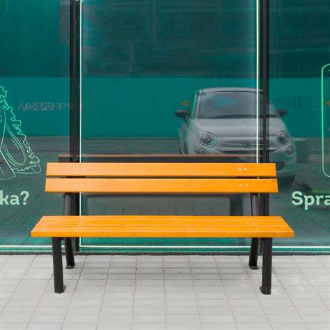 Parkbank  Gent, Stahlrohrkonstruktion mit Massivholzleisten Farbton Teak, Länge 1,7 m - Bild3