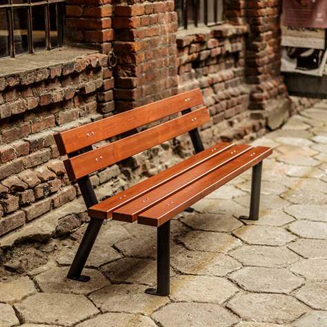 Parkbank  Gent, Stahlrohrkonstruktion mit Massivholzleisten Farbton Palisander, Länge 1,7 m - Bild4