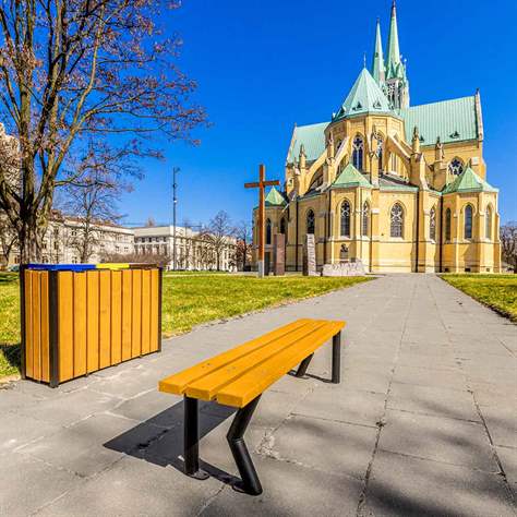 Parkbank Gent, ohne Rückenlehne, Stahlrohrkonstruktion mit Massivholzleisten Farbton Teak, Länge 1,7 m - Bild3