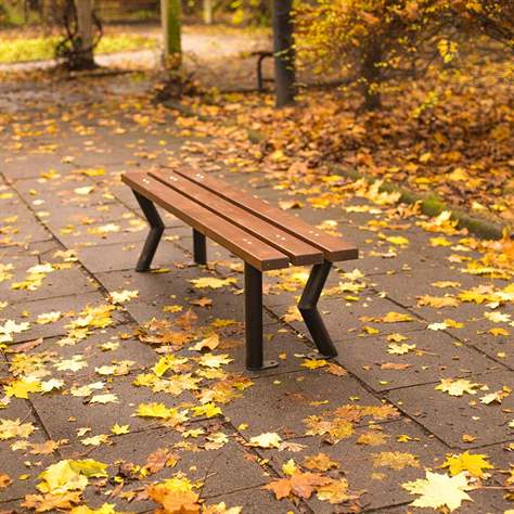 Bancă parc Gent fără spătar, structură din țeavă de oțel cu scânduri din lemn masiv în nuanță de trandafir, lungime 1,7 m - imagine3