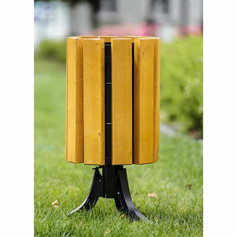 Abfallsammler Park, Gussgestell mit Massivholzleisten Farbton Mahagoni, Volumen 30 L - Bild4