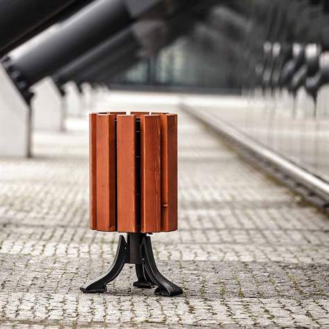 Abfallsammler Park, Gussgestell mit Massivholzleisten Farbton Mahagoni, Volumen 30 L - Bild6