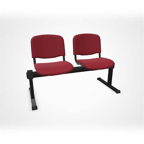 Sitzbank ISO 2 Sitze, Länge 1215 mm, Sitz gepolstert, Farbe rot, Gestell schwarz - Nowy Styl Group