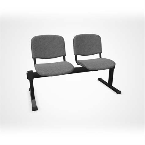 Sitzbank ISO 2 Sitze, Länge 1215 mm, Sitz gepolstert, Farbe grau, Gestell schwarz - Nowy Styl Group
