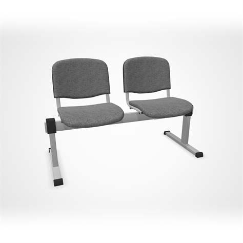 Sitzbank ISO 2 Sitze, Länge 1215 mm, Sitz gepolstert, Farbe grau, Gestell Aluminium-Farbe - Nowy Styl Group