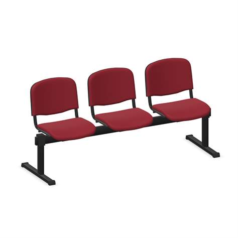 Sitzbank ISO 3 Sitze, Länge 1780 mm, Sitz gepolstert, Farbe rot, Gestell schwarz - Nowy Styl Group