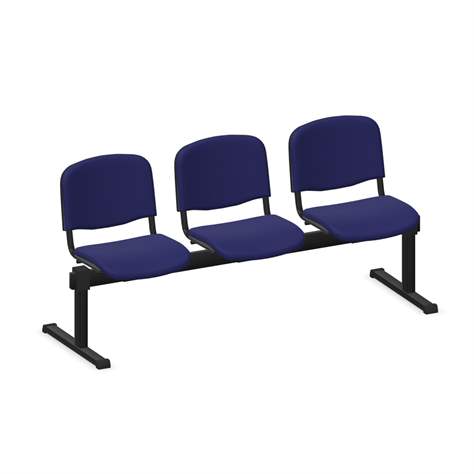 Lavice ISO trojsedák, dľžka 1780 mm, sedák čalúnený modrý, podnožie čierne - Nowy Styl Group