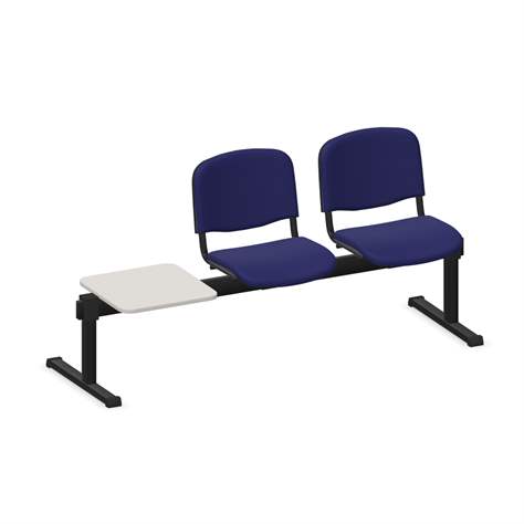 Sitzbank ISO 2 Sitze mit Ablagestisch, Länge 1780 mm, Sitz gepolstert, Farbe blau, Gestell schwarz - Nowy Styl Group