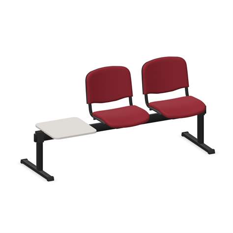 Sitzbank ISO 2 Sitze mit Ablagestisch, Länge 1780 mm, Sitz gepolstert, Farbe rot, Gestell schwarz - Nowy Styl Group