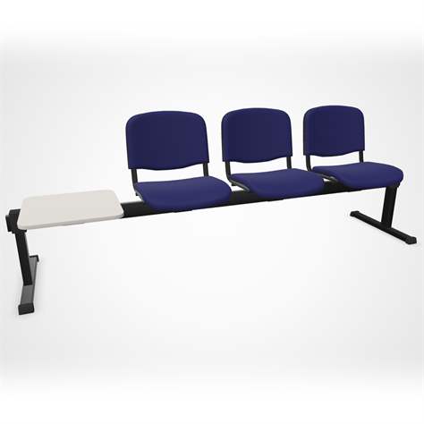 Sitzbank ISO 3 Sitze mit Ablagestisch, Länge 2345 mm, Sitz gepolstert, Farbe blau, Gestell schwarz - Nowy Styl Group