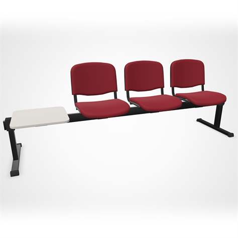 Sitzbank ISO 3 Sitze mit Ablagestisch, Länge 2345 mm, Sitz gepolstert, Farbe rot, Gestell schwarz - Nowy Styl Group