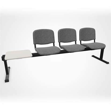 Lavice ISO trojsedák so stolíkom, dľžka 2345 mm, sedák čalúnený šedý, podnožie čierne - Nowy Styl Group