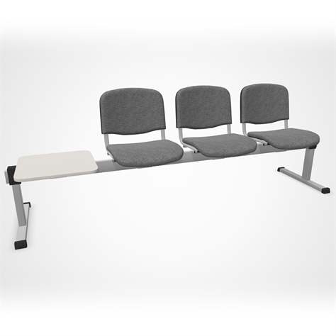 Sitzbank ISO 3 Sitze mit Ablagestisch, Länge 2345 mm, Sitz gepolstert, Farbe grau, Gestell Aluminium-Farbe - Nowy Styl Group