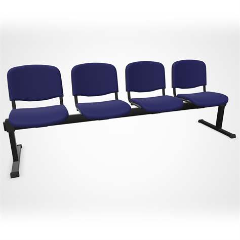 Sitzbank ISO 4 Sitze, Länge 2345 mm, Sitz gepolstert, Farbe blau, Gestell schwarz - Nowy Styl Group