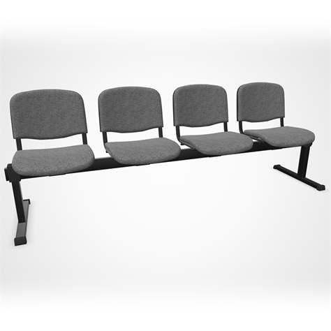 Sitzbank ISO 4 Sitze, Länge 2345 mm, Sitz gepolstert, Farbe grau, Gestell schwarz - Nowy Styl Group