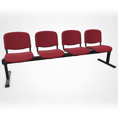 Sitzbank ISO 4 Sitze, Länge 2345 mm, Sitz gepolstert, Farbe rot, Gestell schwarz - Nowy Styl Group