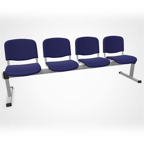 Sitzbank ISO 4 Sitze, Länge 2345 mm, Sitz gepolstert, Farbe blau, Gestell Aluminium-Farbe - Nowy Styl Group