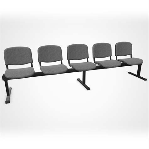 Sitzbank ISO 5 Sitze, Länge 2910 mm, Sitz gepolstert, Farbe grau, Gestell schwarz - Nowy Styl Group