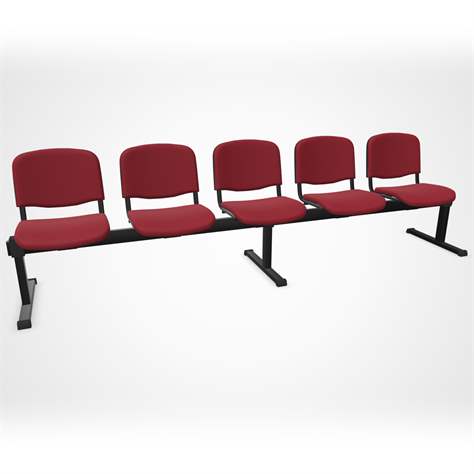 Sitzbank ISO 5 Sitze, Länge 2910 mm, Sitz gepolstert, Farbe rot, Gestell schwarz - Nowy Styl Group